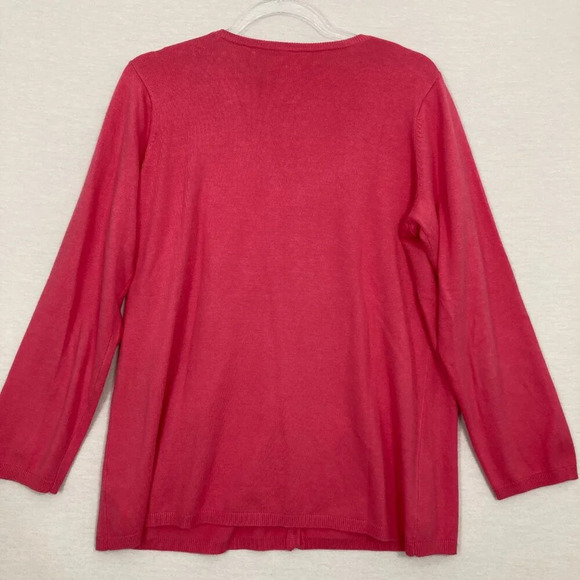 DG2 by Diane Gilman Pink Embellished Button Lightweight Knit Cardigan Large - Picture 8 of 10
